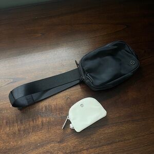 Lululemon Black Belt Bag and White Coin purse
